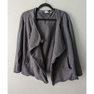 Pure J.Jill Pima Cotton Hooded Cardigan Open Front Draped Sweater